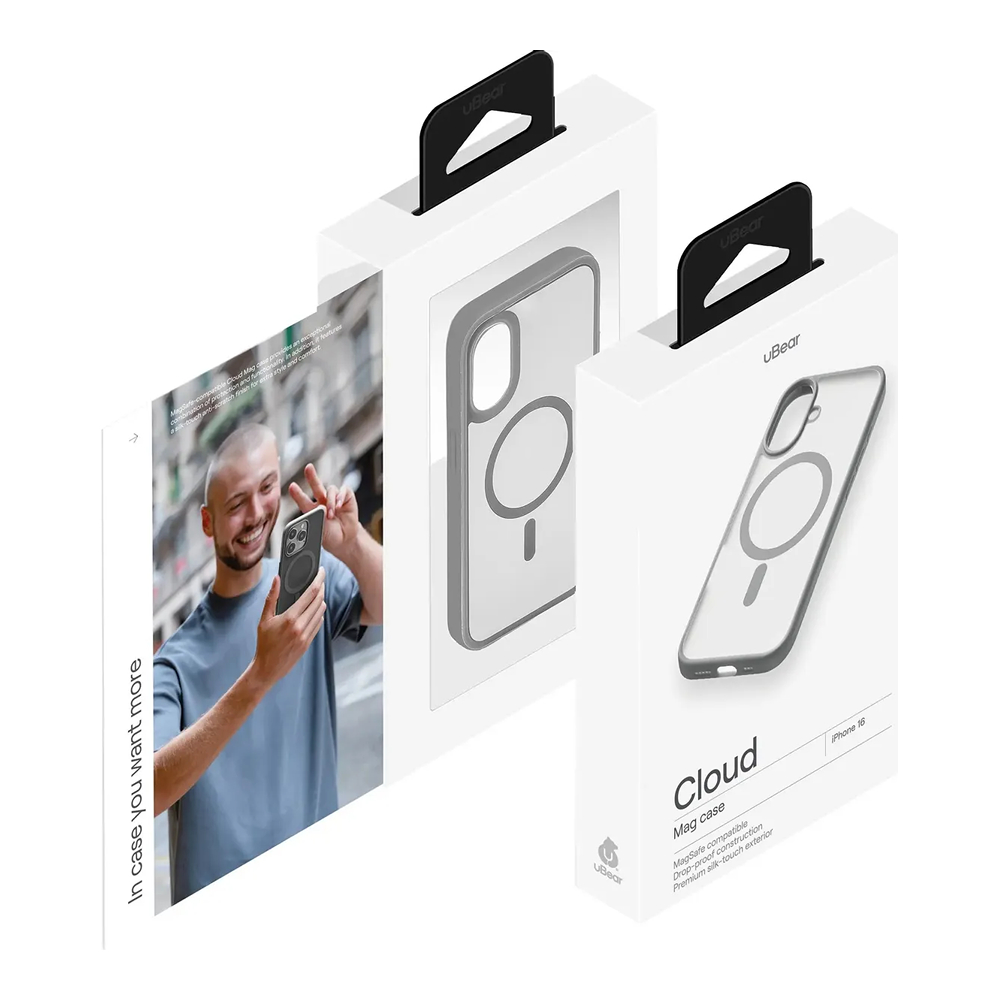 Чехол защитный uBear Cloud Mag Case iPhone 16, силк-тач, серый